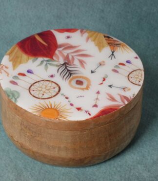 Gerbera Wooden Storage Jar With Lid