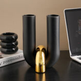 U-shaped tube cross flower vase (Gold)