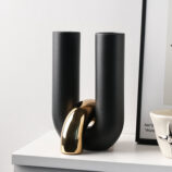 U-shaped tube cross flower vase (Gold)