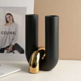 U-shaped tube cross flower vase (Gold)