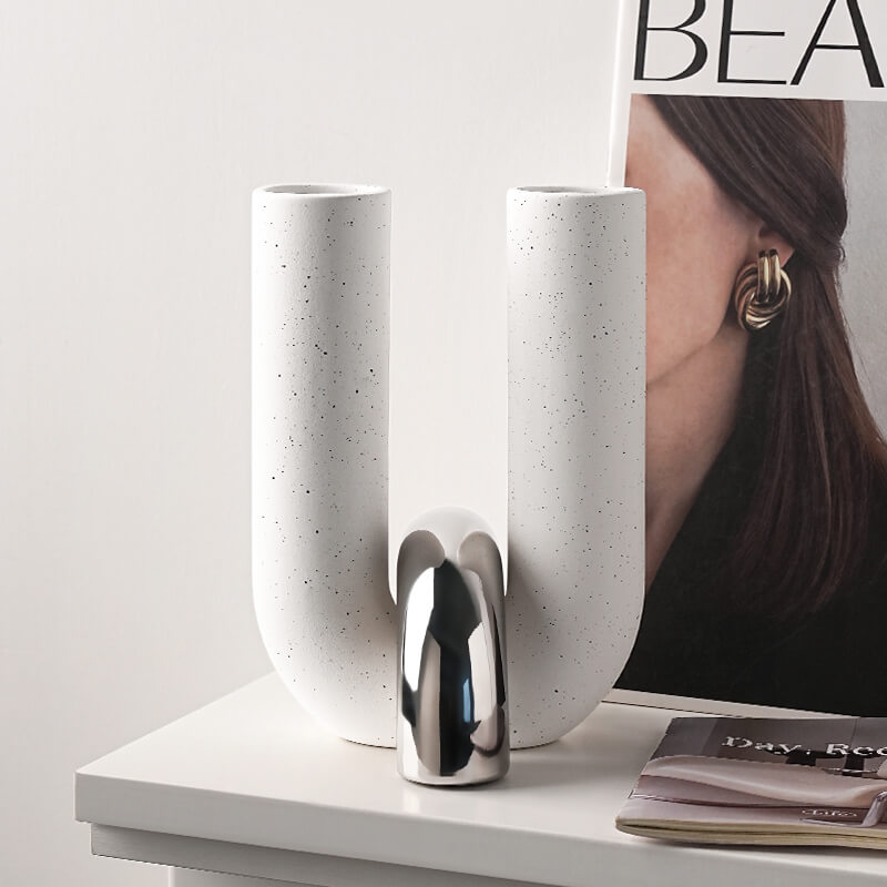 U-shaped tube cross flower vase (silver) (1) U-shaped tube cross flower vase (silver) (1)