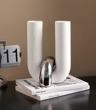 U-shaped tube cross flower vase (silver)