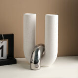 U-shaped tube cross flower vase (silver) (4)