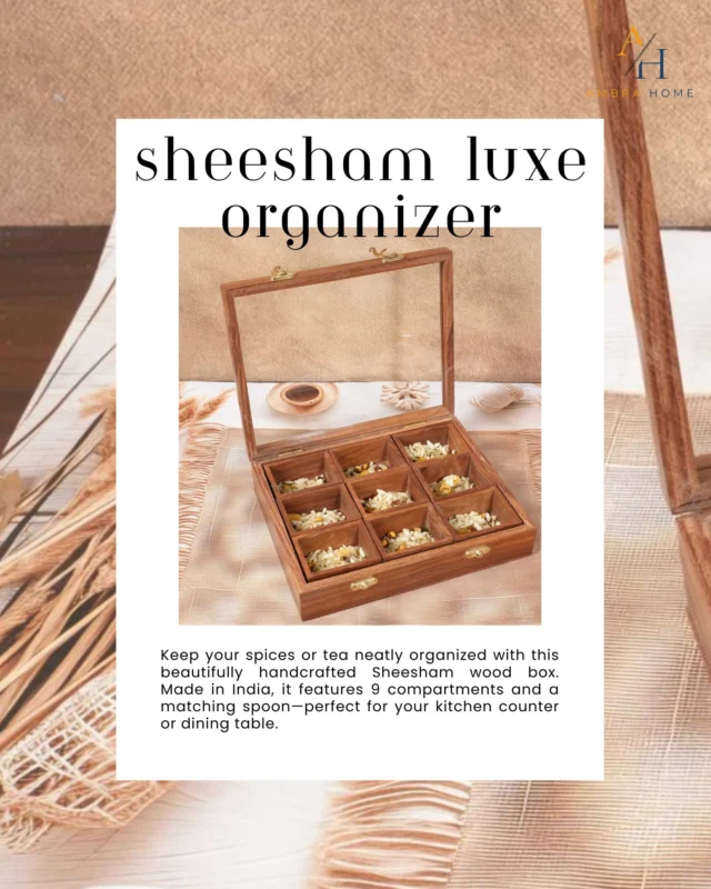 9 boxes, 1 spoon, and a whole lotta spice! 🌶️🫖 

The Sheesham Luxe Organizer is the sass your kitchen didn’t know it needed.

#SpiceItUp #KitchenGlowUp #OrganizeInStyle #SheeshamSwag #SpiceBoxGoals
#DesiKitchenVibes #TeaAndSpiceLove #SpoonfulOfStyle